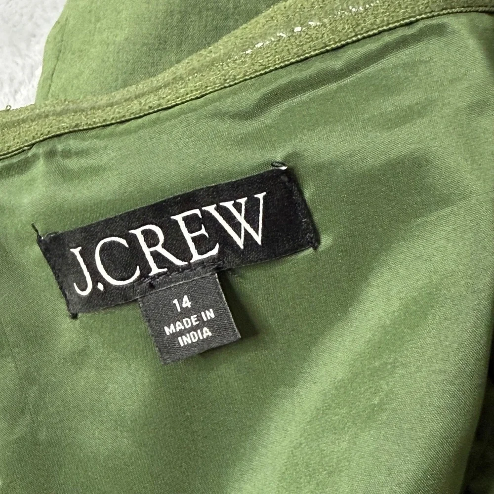 J. Crew Strapless Peplum Top Stretch Cotton Poplin Blend‎ Womens 14 Green